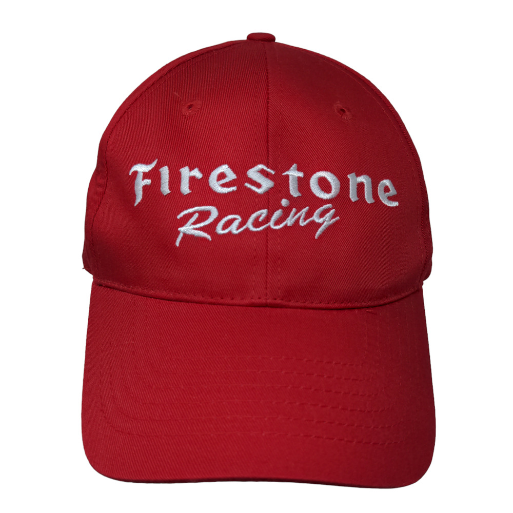 Firestone Racing Men's Strapback Hat Red OSFA Embroidered Logo 100% Cotton